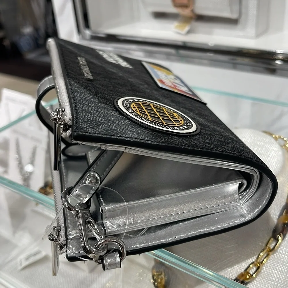 Michael Kors Jet Set Travel Lg Embellished Signature Logo Wristlet Wallet Phone
